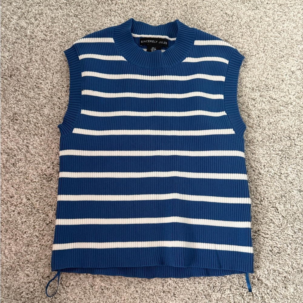 Blue and White Striped Tank